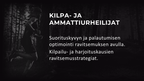 Urheilijan ravintovalmennus kilpa- ja ammattiurheilijoille online. Ravitsemusterapeutti ja urheiluravitsemuksen asiantuntija, Petri Luhio.